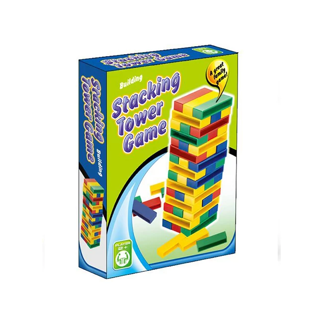 Színes toronyépítő jenga társasjáték