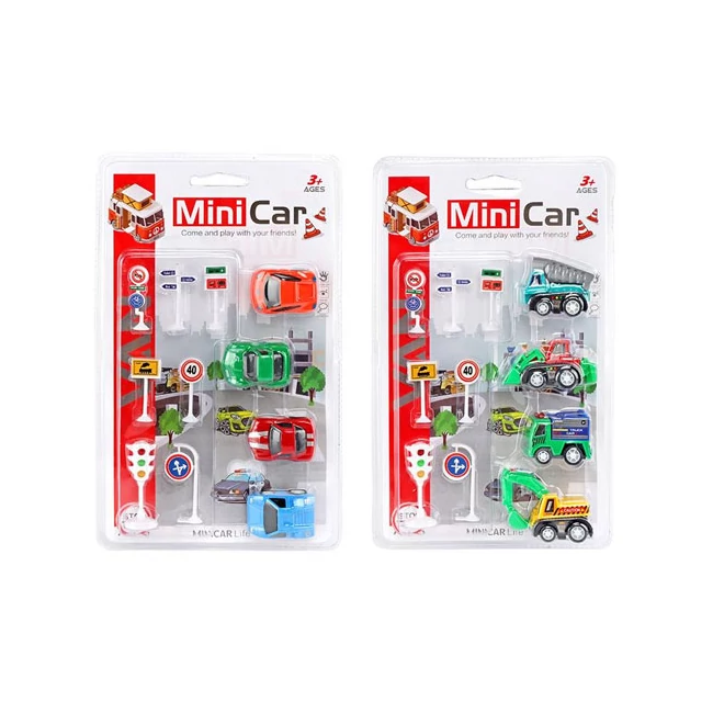 Mini Car: Hátrahúzós kisautó szett 4 db-os kétféle változatban