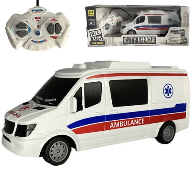RC Távirányítós mentőautó fénnyel 27MHz 1/32