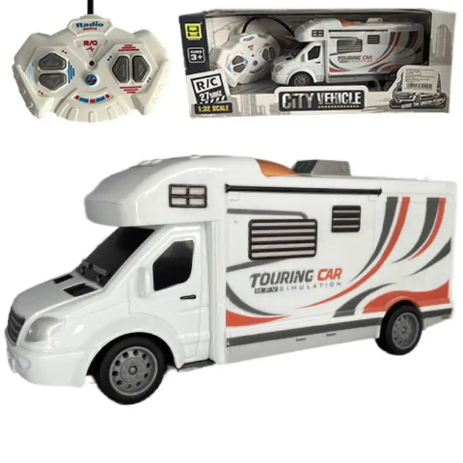 RC Távirányítós Touring Car lakóautó fénnyel 27MHz 1/32