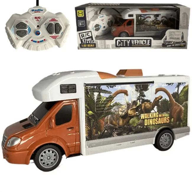 RC Távirányítós Walking with Dinosaurus lakóautó fénnyel 27MHz 1/32
