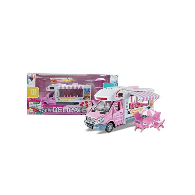 Hátrahúzós Pink Food Truck kisautó funkcióval 1/28