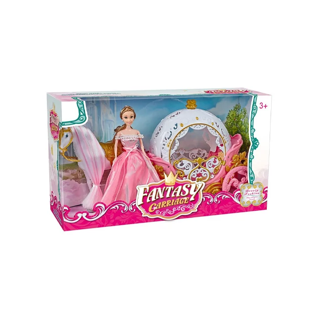 Fantasy Pompás hintó lóval és babával