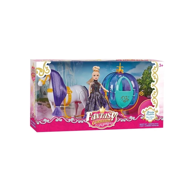 Fantasy varázslatos tökhintó szett lóval és babával