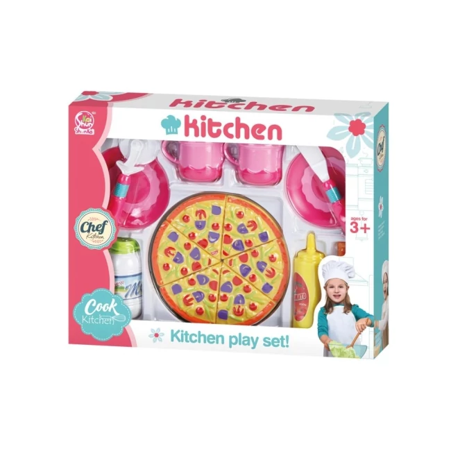 Cook Kitchen: Pizza játékkonyha kiegészítő szett étkészlettel