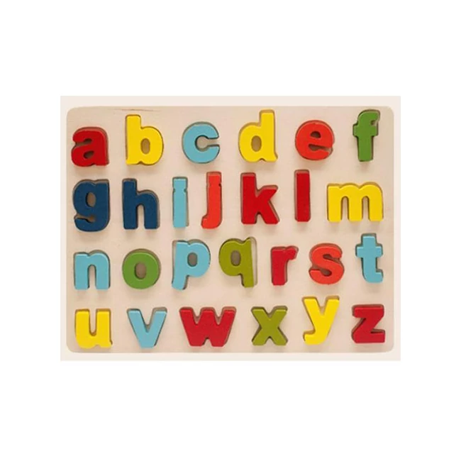Színes fa formaillesztő puzzle ABC kisbetűkkel 26 db-os készlet