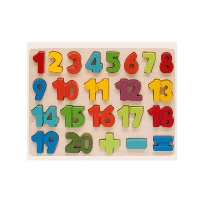 Színes fa formaillesztő puzzle számokkal 1–20ig 23 db-os készlet