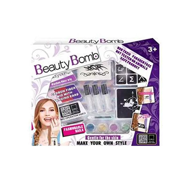Beauty Bomb Tini nagy csillámtetkó szett színes hajtinccsel