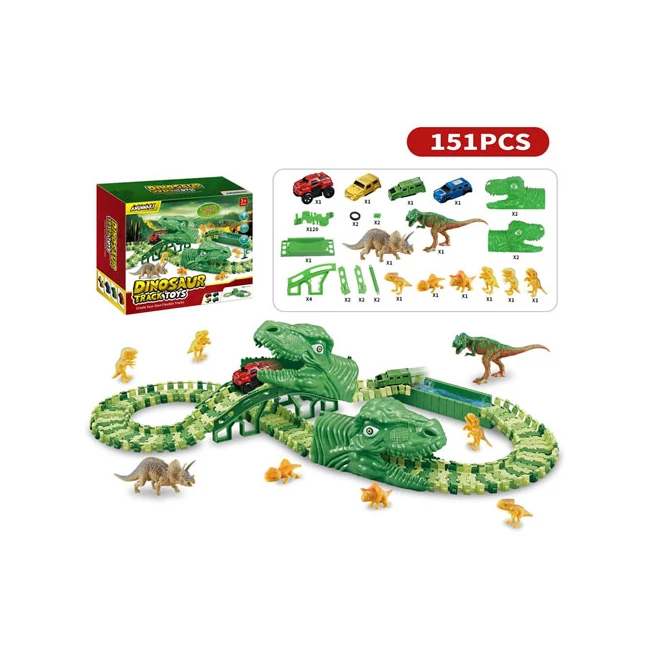 Dinoszaurusz kalandpark autópálya szett 151 db-os