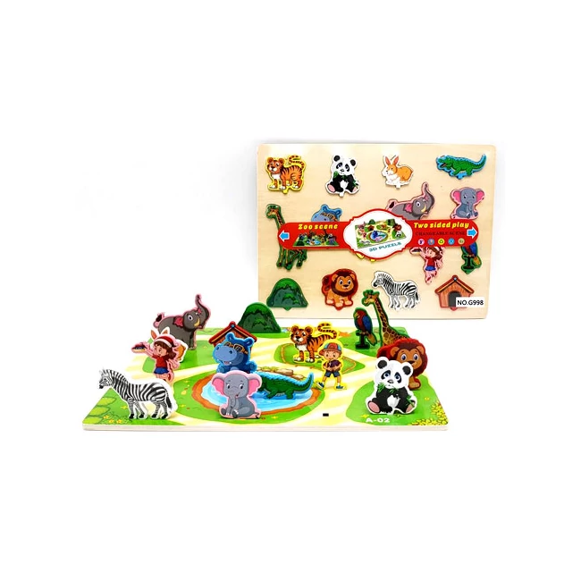 Állatos fa formaillesztő kétoldalú puzzle