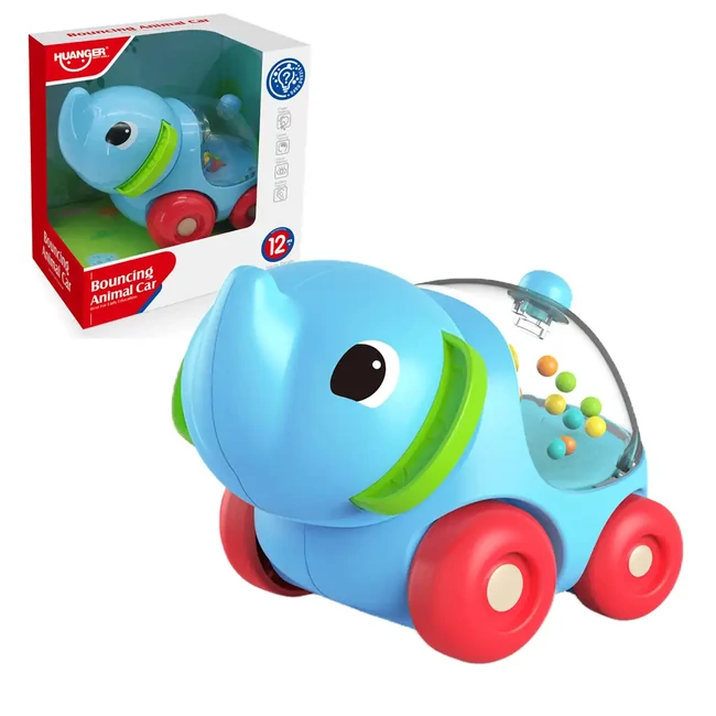Happy World: Gurulós csörgő elefánt 11 cm