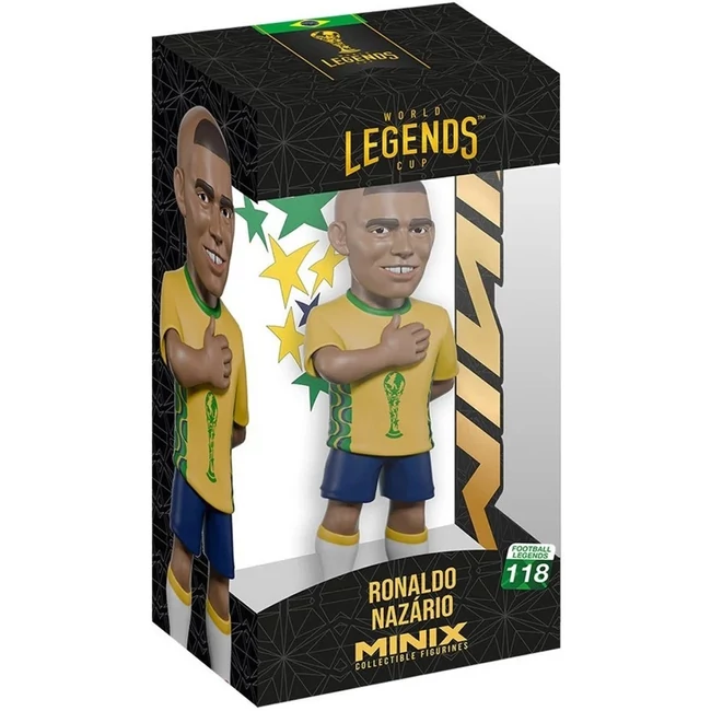 Focista akciófigura, 12 cm - World Cup Legends Brazília Ronaldo 9-es mezben
