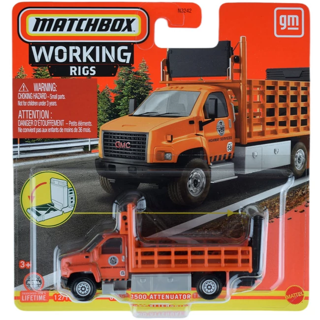 Matchbox: Working Rigs – GMC® 3500 Attenuator Truck kamion kisautó – Mattel