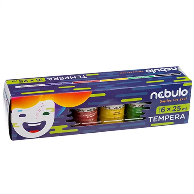 Nebulo: Színes tempera készlet 25ml-es tégelyben 6 db-os szett