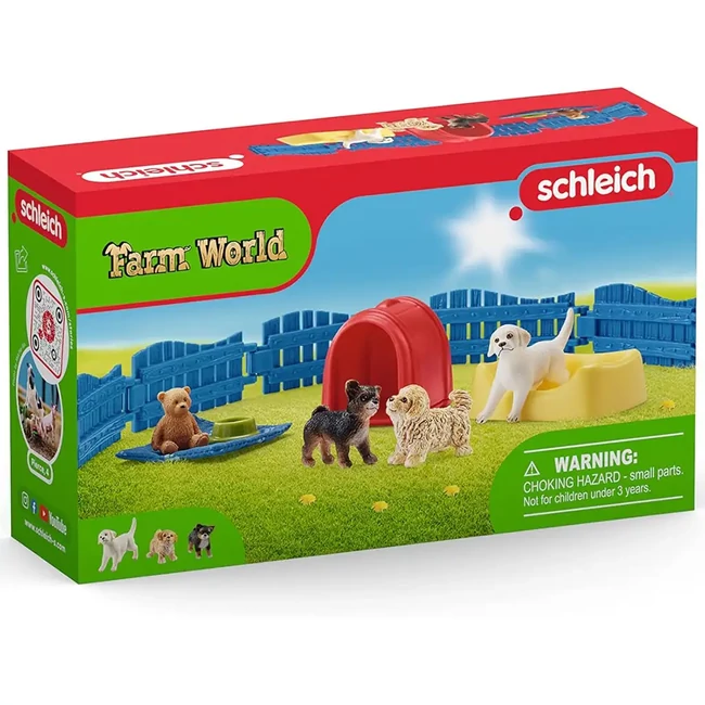 Schleich Farm World – Kölyökketrec kisállatokkal játékszett (42480)