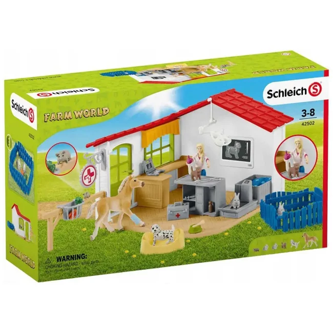 Schleich: Farm World – Állatorvosi rendelő csikóval és háziállatokkal (42502)