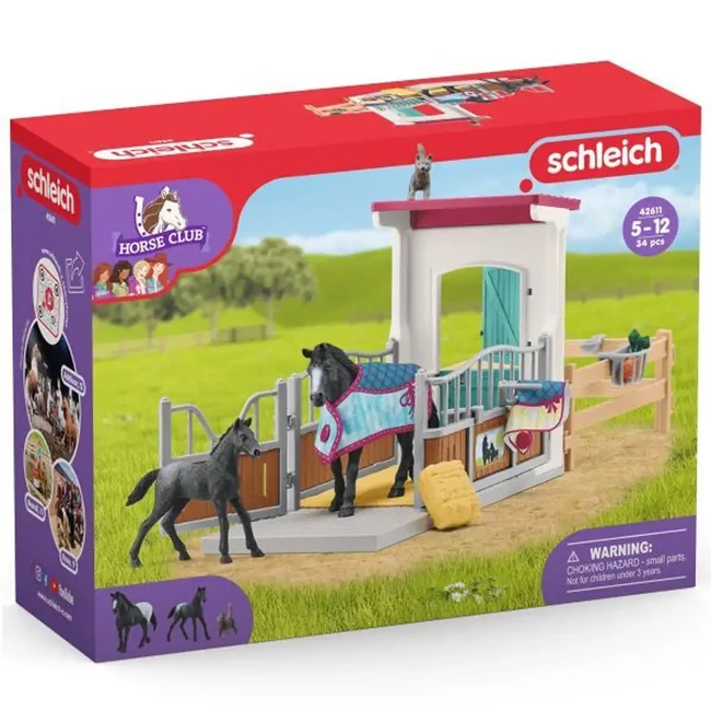 Schleich: Horse Club – Lovas box kancával és csikóval játékszett (42611)
