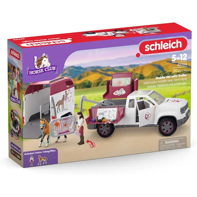 Schleich: Horse Club – Mobil állatorvos pótkocsival játékszett (42704)