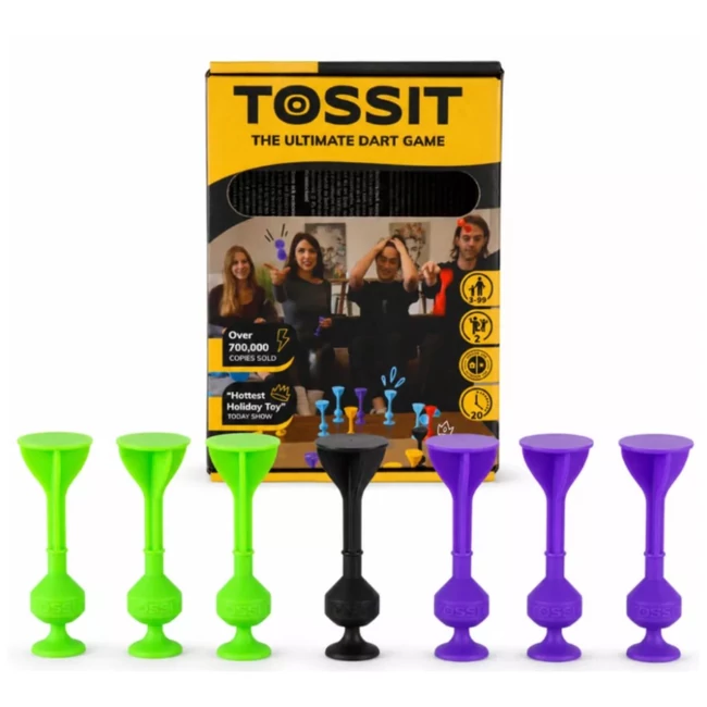 Tossit Starter Pack lila-zöld szilikon tapadókorongos darts társasjáték