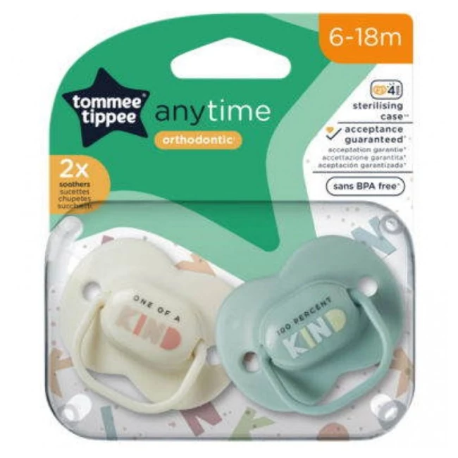 Tommee Tippee: AnyTime 2 db-os fogszabályzós cumi szett (6–18 hó)
