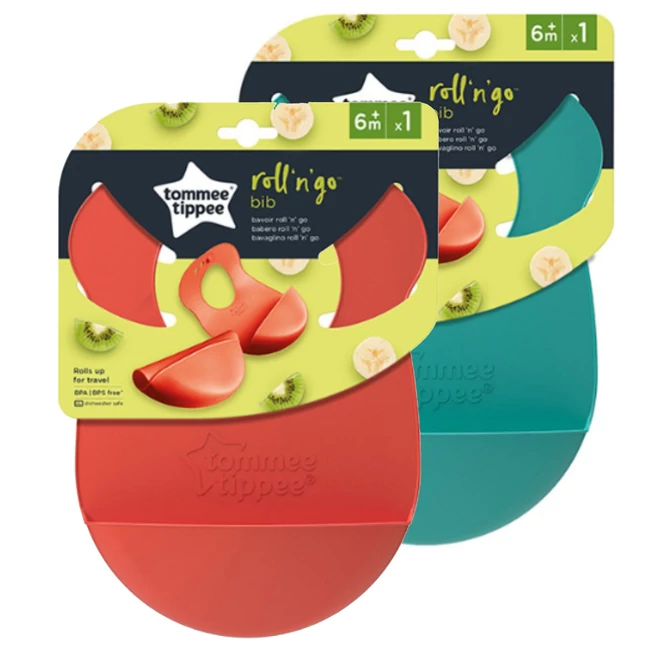 Tommee Tippee: Roll’N’Go szilikon vállpántos előke több változatban