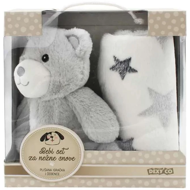 SweetDreams: Takaró és plüss maci szürke színben